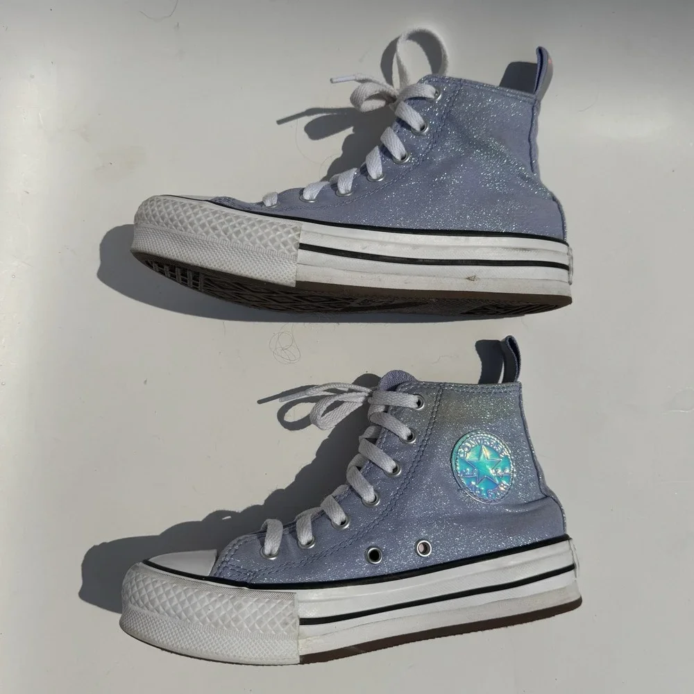 Converse All Star High Top Kids' 2 Chuck Taylor Lavender Glitter Sparkly School